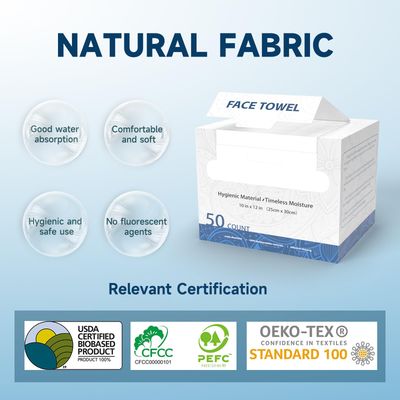 Face Towels, 10 x 12, Extra Thick Soft and Absorbent, Face Towelettes Disposable Biodegradable for Sensitive Skin, Disposable Face Towels for Makeup Remover, Travel, Cleansing, 50 Count1 Pack