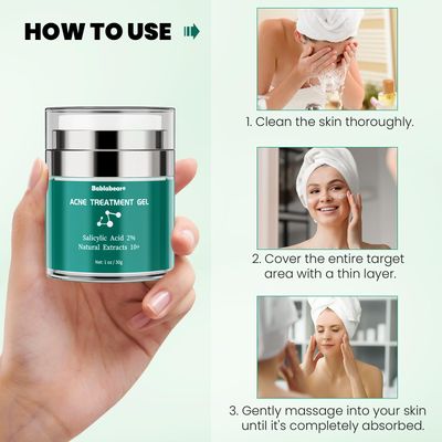 Bablabear 2% Salicylic Acid Acne Treatment Cream for Face Back/Butt/Body,Spot Treatment for Pimples,Face Blemishes,Blackheads,Oil Control,Ingredients are Natural,Suitable for Teenagers/Women/Men30g