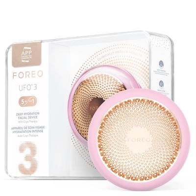 FOREO UFO 3 Deep Face Moisturiser - 5-in-1 Facial Spa - Red Light, Warming, Cooling, Face Massage, Anti Aging - Face Mask Skin Care - Pearl Pink