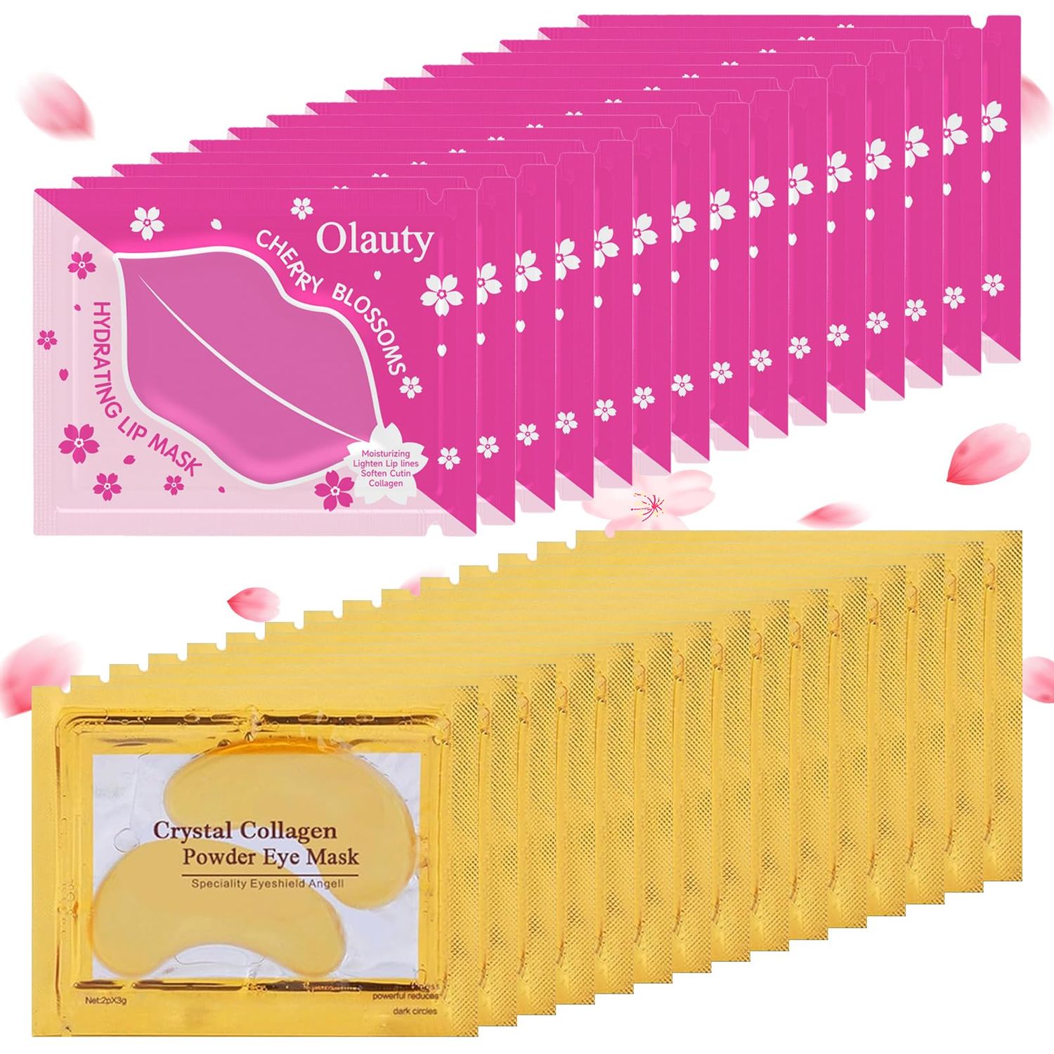 30 Pairs Collagen Lip Masks &amp; Under Eye Mask, Gel Crystal Moisturizing Lip Mask, 24K Gold Under Eye Patches for Puffy Eyes, Dark Circle, Reducing Fine Lines, Effectively Nourishes Lip &amp; Eye Skin Care