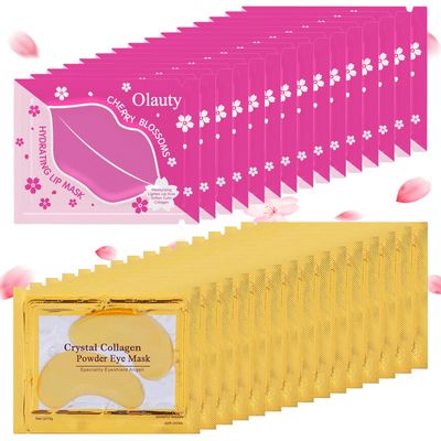 30 Pairs Collagen Lip Masks &amp; Under Eye Mask, Gel Crystal Moisturizing Lip Mask, 24K Gold Under Eye Patches for Puffy Eyes, Dark Circle, Reducing Fine Lines, Effectively Nourishes Lip &amp; Eye Skin Care