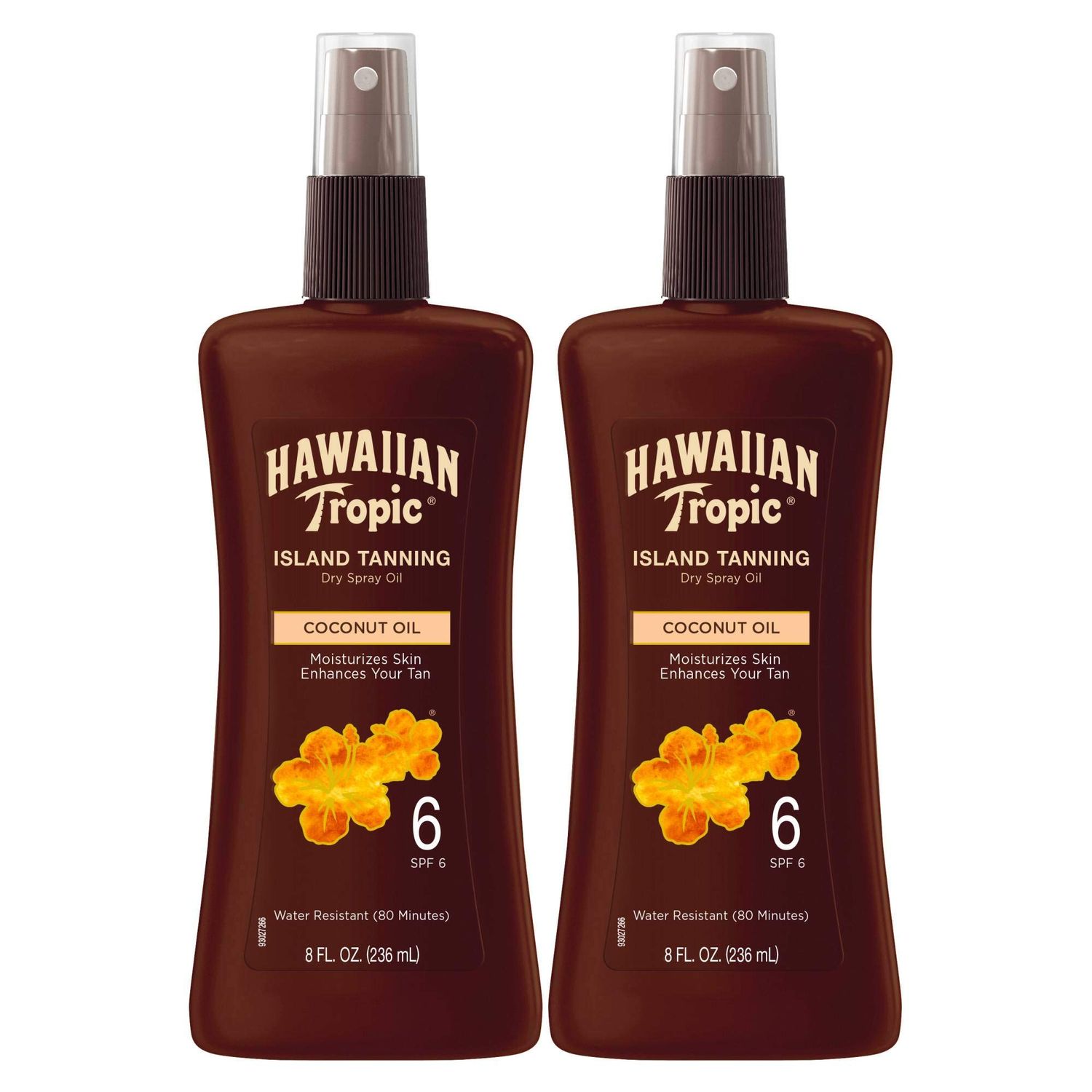Hawaiian Tropic Island Tanning Oil Spray Sunscreen SPF 6, 8oz | Tanning Sunscreen, Tanning Oil with SPF, Moisturizing Body Oil, Hawaiian Tropic Oil, Outdoor Tanning Oil, 8oz each Twin Pack