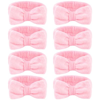 CIEHER 8 Pcs Pink Spa Headbands for Women&#39;s Party, Bachelorette Party Favors - Microfiber Makeup Headbands for Girls, Party Gifts for Birthday Skincare