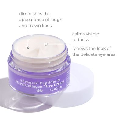 Derma E Advanced Peptides and Vegan Flora-Collagen Eye Cream - Double Action Collagen Eye Cream with Peptide Complex - Firming & Hydrating Under Eye Treatment - All Natural Moisturizer Cream, 0.5oz