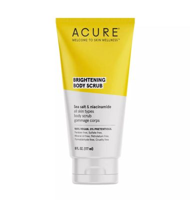 ACURE Brightening Body Scrub - Skin Renewal with Blend of Clay, Sea Salt &amp; Niacinamide Extract - Rejuvenating Exfoliation for Soft, Refreshed Glowing Clear Skin - Suitable for All Skin Types - 6 Fl Oz