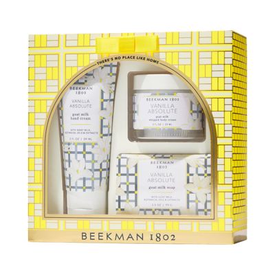 Beekman 1802 Classic Comforts Vanilla Absolute Bodycare Gift Set - Set of 3 - Scented - Cleanses, Moisturizes &amp; Hydrates - With Lactic Acid &amp; Shea Butter - Good for Sensitive Skin - Cruelty Free