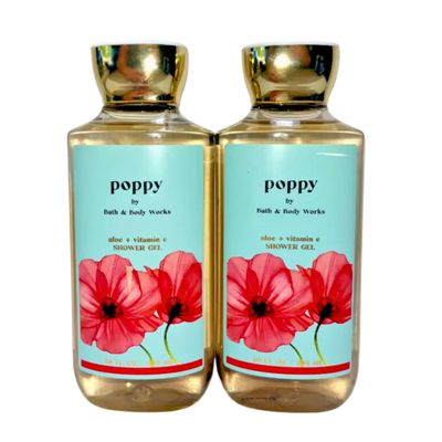 Bath &amp; Body Works Shower Gel, Set of 2 Bottles, Each Bottle 10oz (Poppy)