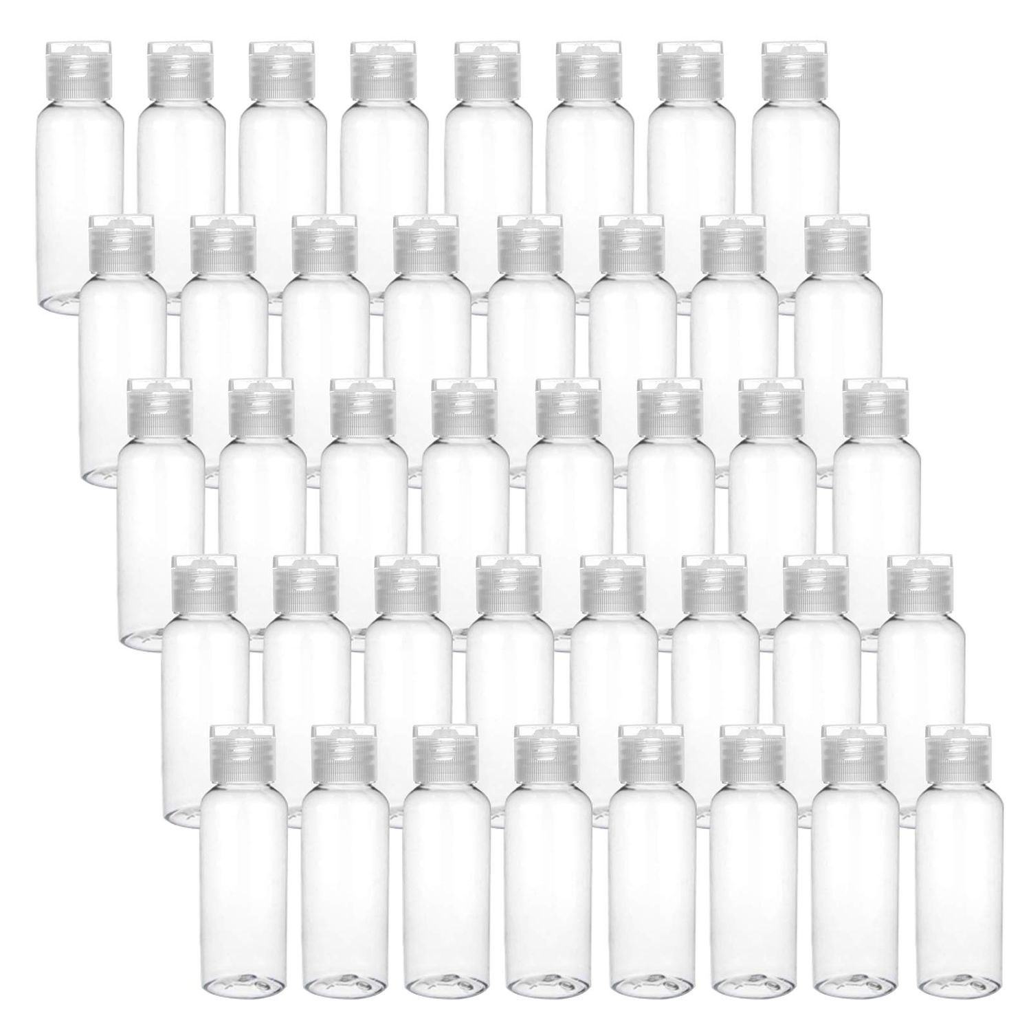 Bekith 40 Pack 1 oz Plastic Empty Bottles with Flip Cap, Small Refillable Travel Bottles Leak Proof Travel Size Containers for Shampoo, Liquid Body Soap, Lotion