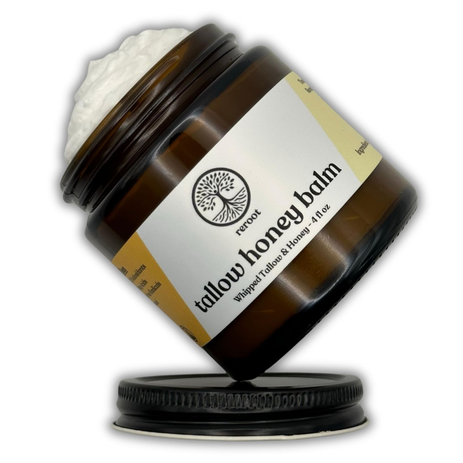 Handmade TALLOW HONEY BALM | 2 Ingredients | 100% Grass-Fed Tallow &amp; Raw MN Honey | Whipped &amp; UNSCENTED | Whole Body &amp; Face Balm for Sensitive, Dry Skin, Eczema, Psoriasis, Rosacea (4oz)