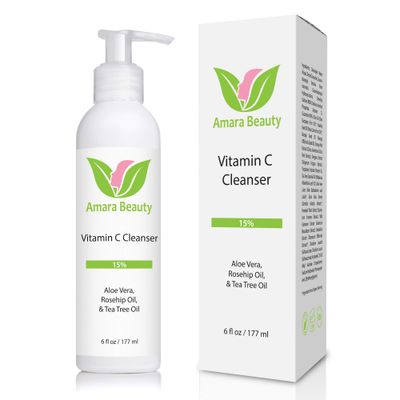 Amara Beauty Facial Cleanser with 15% Vitamin C, Aloe Vera, Rosehip Oil &amp; Tea Tree Oil, 6 fl. oz.