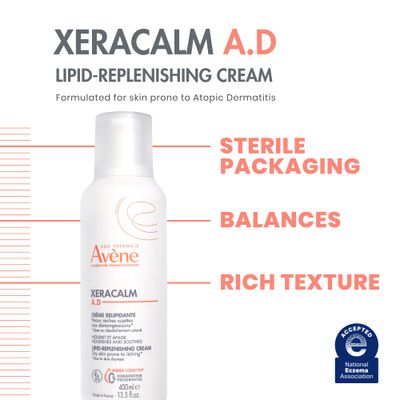 Eau Thermale Avne XeraCalm A.D Lipid-Replenishing Cream, Atopic Dermatitis, Eczema-Prone, No Preservatives, Fragrance-Free, 6.7 oz.