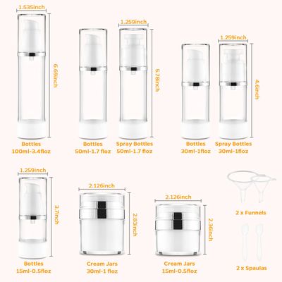 13 Pack Travel Size Containers, 1.7/1/0.5oz Clear Airless Pump Bottles, Mini Makeup Containers, TSA Approved Skincare Travel Containers, Leak Proof Refillable Jar for Toiletries, Lotion, Liquid, Cream