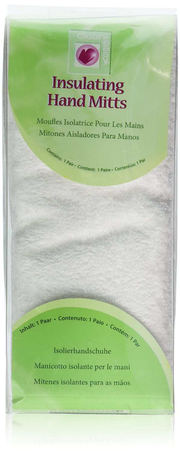 Clean + Easy Insulating Hand Mitts, Terry Cloth Thermal Gloves for Paraffin Treatment and Therabath, Calloused and Dry Skin, Made of 100% Cotton, Washable, 1 pair