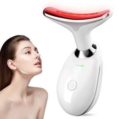 Facial and Neck Massager,Face S culpting Tool with 3 Colour Modes and Vibration,Facial Beauty Device for Skin Care (White)