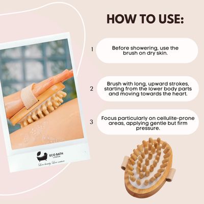 Eco Bath London Cellulite Hand Brush - Cellulite Treatment Brush, Effective Cellulite Remover and Massager for Smooth, Toned Skin, Natural Wooden Exfoliating Massager Brush
