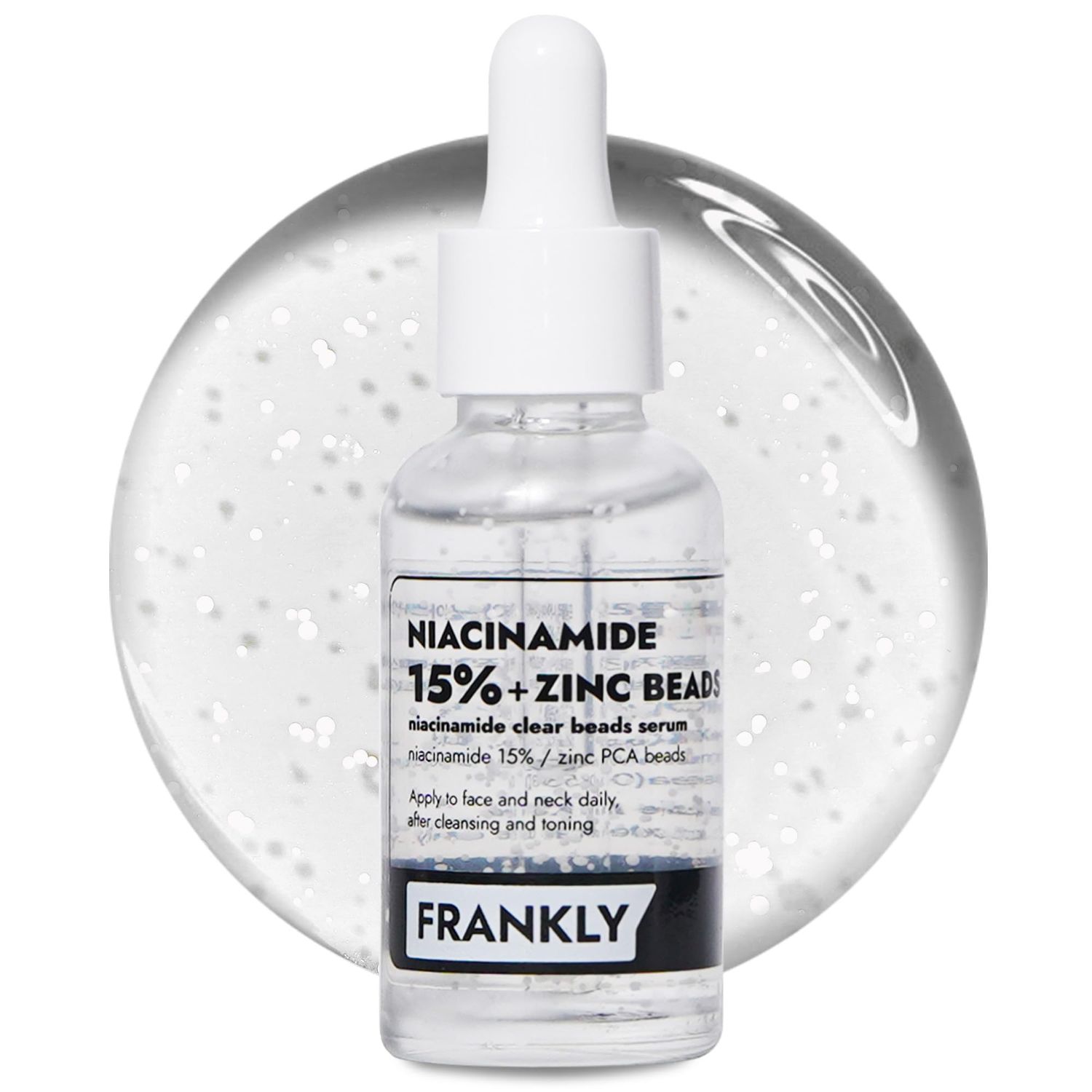 FRANKLY Niacinamide 15% &amp; Zinc Beads Serum: Acne &amp; Dark Spots Care, Oil Control, Even Skin Texture &amp; Glow | Vegan &amp; Cruelty-Free | Non-Comedogenic All skin types Korean Skincare | 1.01 fl.oz