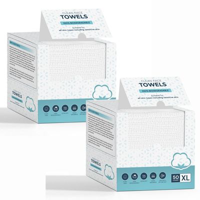 Disposable Face Towel - Face Towelettes Disposable XL, Soft&amp;Comfortable Facial Towels Disposable,Thick Clean Face Towel for Sensitive Skin,Makeup Remover Dry Wipes Face Washcloths 100 Count