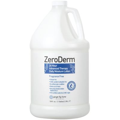 Ginger Lily Farms Botanicals ZeroDerm 24 Hour Advanced Therapy Daily Moisture Lotion, Allergen-Free, 100% Vegan &amp; Cruelty-Free, Fragrance Free, 1 Gallon (128 fl. oz.) Refill