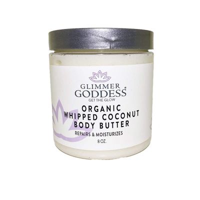 GLIMMER GODDESS Organic Vegan Whipped Coconut Oil &amp; Vitamin E Body Butter With Lavender Lemon, Moisturizing, Anti-aging, Skin Repairing, 8 oz.