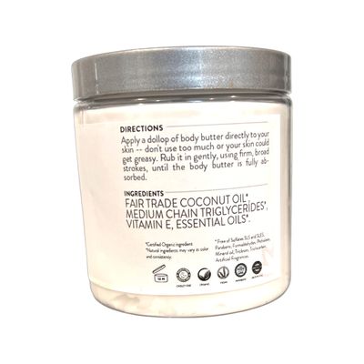 GLIMMER GODDESS Organic Vegan Whipped Coconut Oil &amp; Vitamin E Body Butter With Lavender Lemon, Moisturizing, Anti-aging, Skin Repairing, 8 oz.