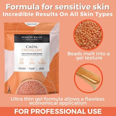 Cirepil - Cristalline - 800g / 28.22 oz Wax Beads Bag - Micro-Crystalline Formula for Sensitive Skin - Rosin-free - Unscented &amp; Gel Texture