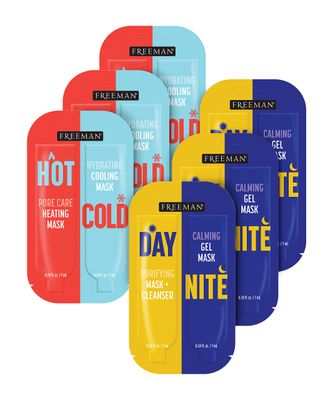 Freeman Day &amp; Night + Hot &amp; Cold Face Mask Variety Set, Gel Skin Care Facial Masks for Women, 6 Count