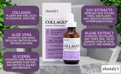 Elastalift Collagen Serum For Face | Collagen Face Serum For Skin Tightening Helps Lift, Plump, &amp; Firm Sagging Skin | Serums For Skin Care | Anti Wrinkle Boost, Fragrance Free, 1.75 Fl Oz