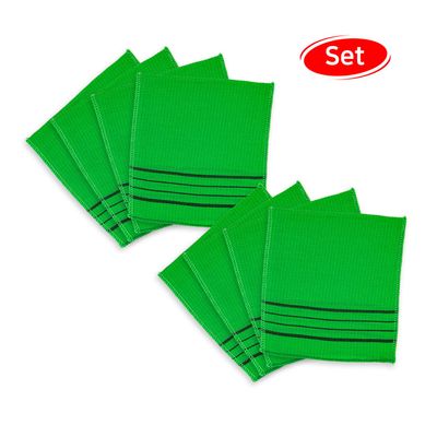 [Variety Pack] Korean Asian Exfoliating Washcloth - Scrubbing Cloth for Removing Dead Skin Callus, Cleaning Pores and Reducing Acne Breakout, Reusable (Green 4pcs + Green 4pcs)