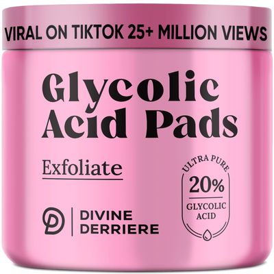 Glycolic Acid Pads with Vitamin C - Toner Pads for Face Cleansing With Tea Tree Oil - Exfoliating Pads with 20% AHA &amp; Vitamins E, B3, B5 - Facial Peel Resurfacing Pads, Glycolic Acid Peel (50)