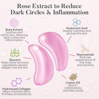 BLOOMORA Rose Under Eye Patches (30 Pairs) Under Eye Patches for Dark Circles, Under Eye Patches for Puffy Eyes and Dark Circles, Under Eye Mask, Puffy Eyes Treatment, Eye Care, Eye Masks Bulk