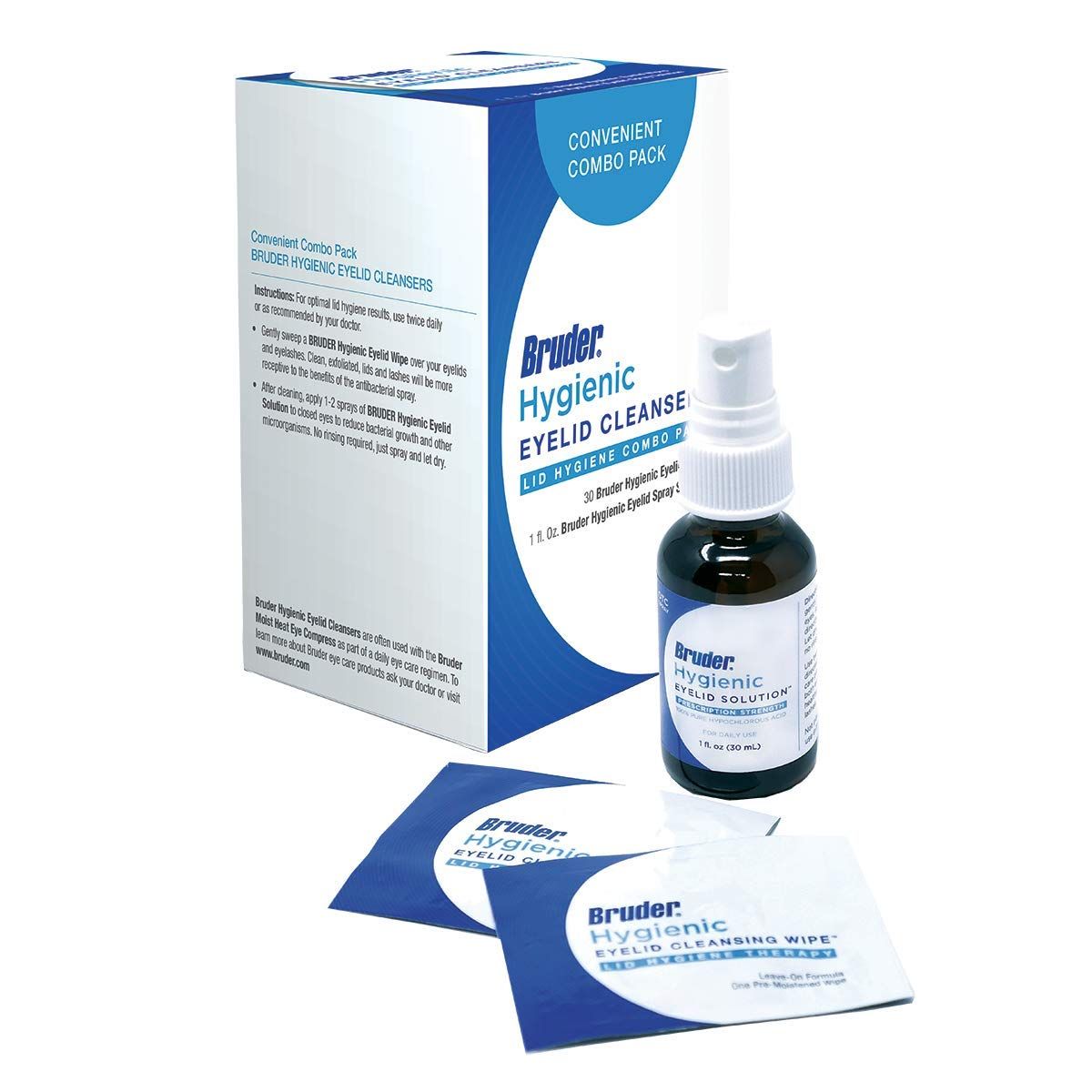 Bruder Hygienic Eyelid Cleansers Value Pack | Hygienic Eyelid Wipes &amp; Eyelid Solution Spray | for Daily Eyelid and Lash Care