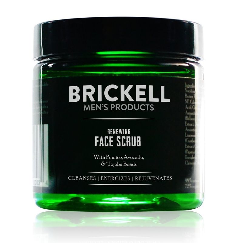Brickell Men&#39;s Renewing Face Scrub for Men, Natural and Organic Deep Exfoliating Facial Scrub Formulated with Jojoba Beads, Coffee Extract and Pumice, 4 Ounce, Scented