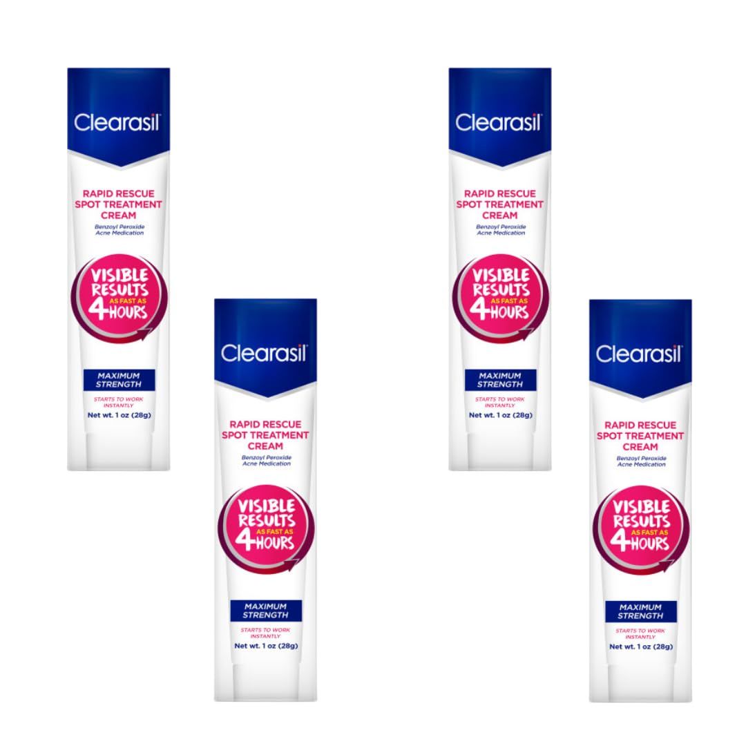 Clearasil Rapid Rescue Acne Spot Treatment Cream, 1 oz (Pack of 4)