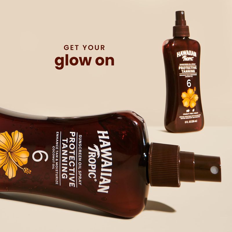Hawaiian Tropic Island Tanning Oil Spray Sunscreen SPF 6, 8oz | Tanning Sunscreen, Tanning Oil with SPF, Moisturizing Body Oil, Hawaiian Tropic Oil, Oxybenzone Free Outdoor Tanning Oil, 8oz