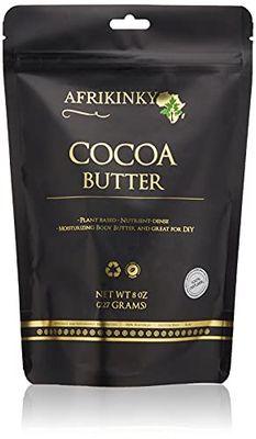 AFRIKINKY Unrefined Pure Raw Grade A Cocoa Butter 8oz - Skin Nourishing, Moisturizing &amp; Healing For Dry Skin -For Skin Care, Hair Care &amp; DIY Recipes (Ghana) Premium, Virgin Butter