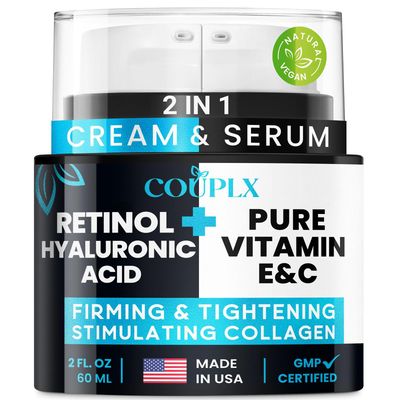 COUPLX Pure Neck Firming Cream &amp; Moisturizer Face Cream for Women, 2-1 Anti Aging Retinol Cream for Face &amp; Vitamin E&amp;C Serum - Skin Tightening Cream for Face, Neck Firming and Tightening, Face Lotion