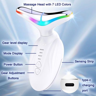 Facial and Neck Massager - SIQUER 7 in 1 Face Sculpting Tool, Multifunctional Face Lift Device for Lifting, Double Chin and Skin Care, White