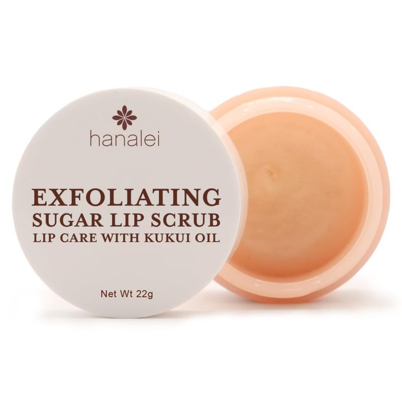 Hanalei Vegan and Cruelty-Free Sugar Lip Scrub Exfoliator - Hawaiian Cane Sugar, Kukui Oil, Shea Butter - Exfoliate, Smooth, Rejuvenate Lips - Made in USA - Lip Care (22 g)