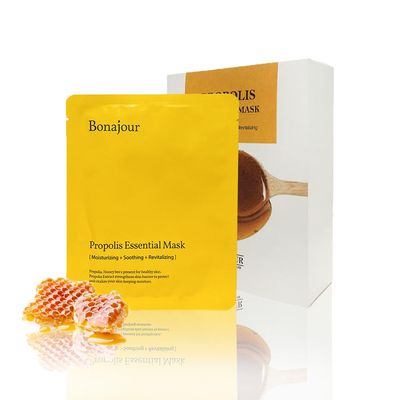 BONAJOUR] Natural Propolis Facial Moisturizing Sheet Mask (10sheet) - Strengthening skin barrier &amp; Soothing Acne Skin, Revitalizing