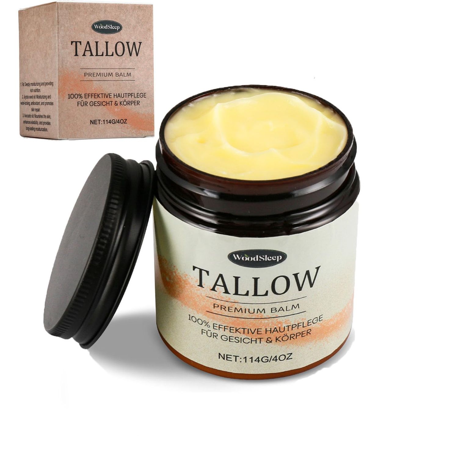 Beef Tallow Balm for Skin, Tallow and Cream, Beef Tallow Moisturizer, Tallow Lotion for Skin Care, Moisturizer for Face &amp; Body (4 oz)