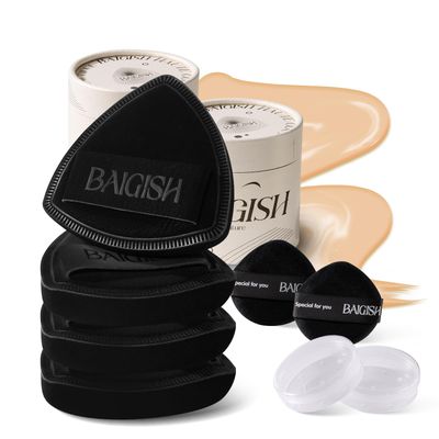 BAIGISH Makeup Sponge For Foundation Concealer, Triangle Powder Puff, Latex Free Blender Sponge For Liquid, Cream, and Powder Seamless &amp; Flawless Makeup(All Black 4Pack)