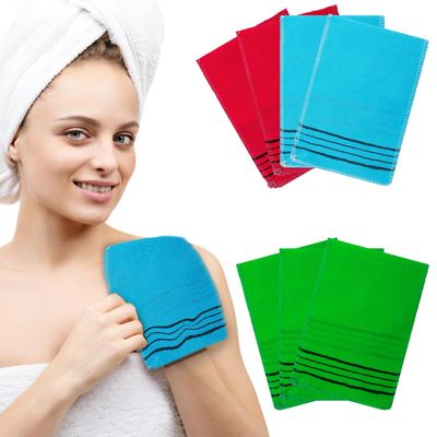 7PCS Korean-Washcloth Exfoliating Mitt 7.2X5.5inch, Exfoliating Washcloth Korean Body Scrubber, Exfoliating Body Scrubber, Asian Exfoliating Washcloth Exfoliating Glove Exfoliating Cloth (3 Color)