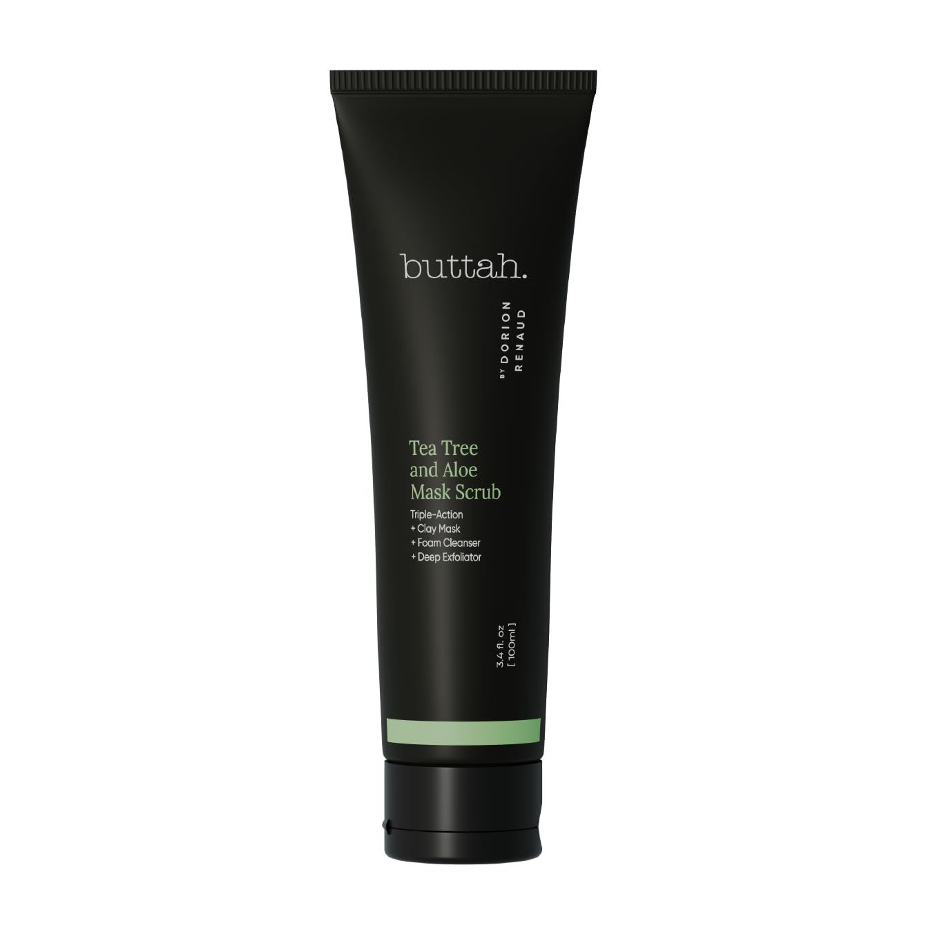 Buttah Skin by Dorion Renaud Tea Tree &amp; Aloe Exfoliating Scrub 3oz - Multi-Tasking Cleanser - Tea Tree Oil &amp; Kaolin Clay Treatment - Naturally Based Skin Care for Men &amp; Women - Black-Owned Skincare