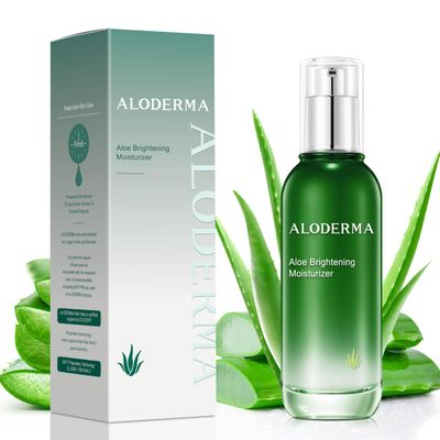 Aloderma Brightening Face Moisturizer with 75% Organic Aloe Vera - Natural Aloe Facial Lotion to Nourish &amp; Restore Radiance for Tired, Dull Skin, Revitalizing Lotion with Niacinamide, Squalane, 3.5oz