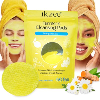 60 Pads Turmeric Cleansing Pads for Face, Turmeric Face Scrub Pads Turmeric Exfoliating Pads, Vitamin C &amp; B5 Infused Water Oil Balance, Nourish Acne, Scar