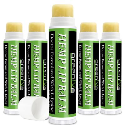 GreenIVe Hemp Lip Balm, Vegan, Omegas 3 &amp; 6, Vitamin E, L-Lysine, Hydrating Handcrafted (5)