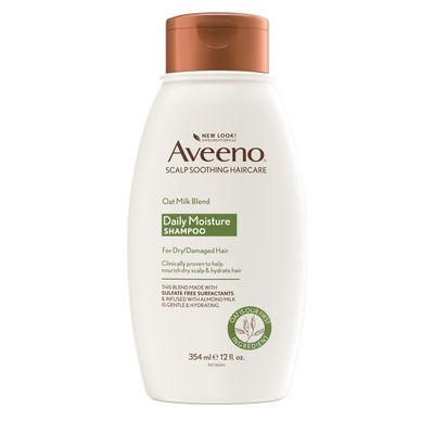 Aveeno Farm-Fresh Oat Milk Sulfate-Free Shampoo with Colloidal Oatmeal &amp; Almond Milk, Moisturizing Shampoo for All Hair Types, Safe for Color-Treated Hair, Paraben &amp; Dye-Free, 12 Fl Oz