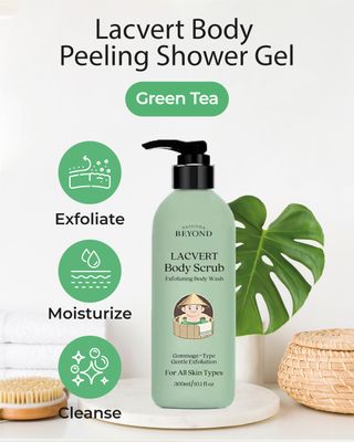 BEYOND Lacvert Body Scrub Peeling Gel (Green Tea, 10.1fl oz) - Body Wash &amp; Shower Gel for Gentle Exfoliation &amp; Home Spa. Korean Daily Skin Care. Gommage-Type for Smooth,