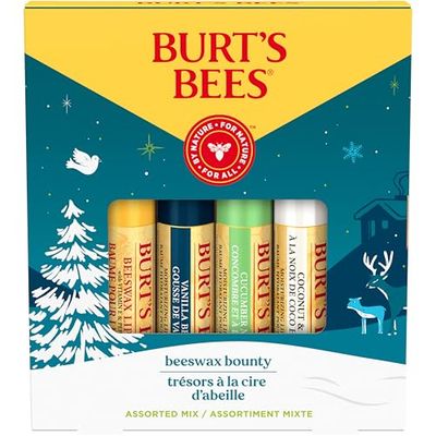 Burt&#39;s Bees Lip Balm Valentines Day Gifts, Beeswax Bounty Assorted Mix, 4-Pack, 0.15 Oz