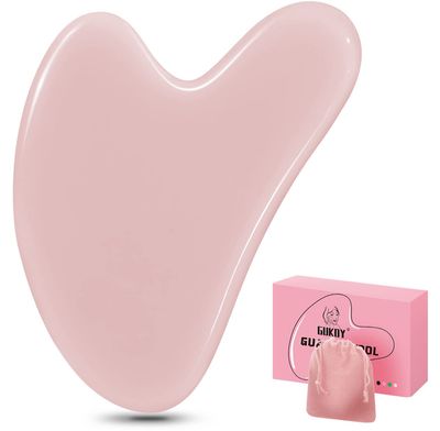 Gua Sha Facial Tools Stone Massage GuaSha Tool for Face (Pink)